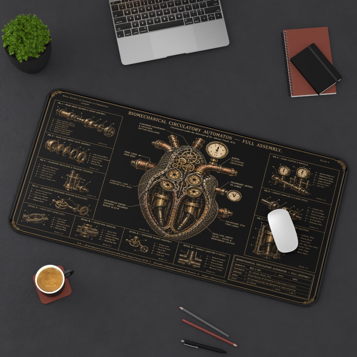 Heart — Biomechanical Circulatory Automaton Desk Mat