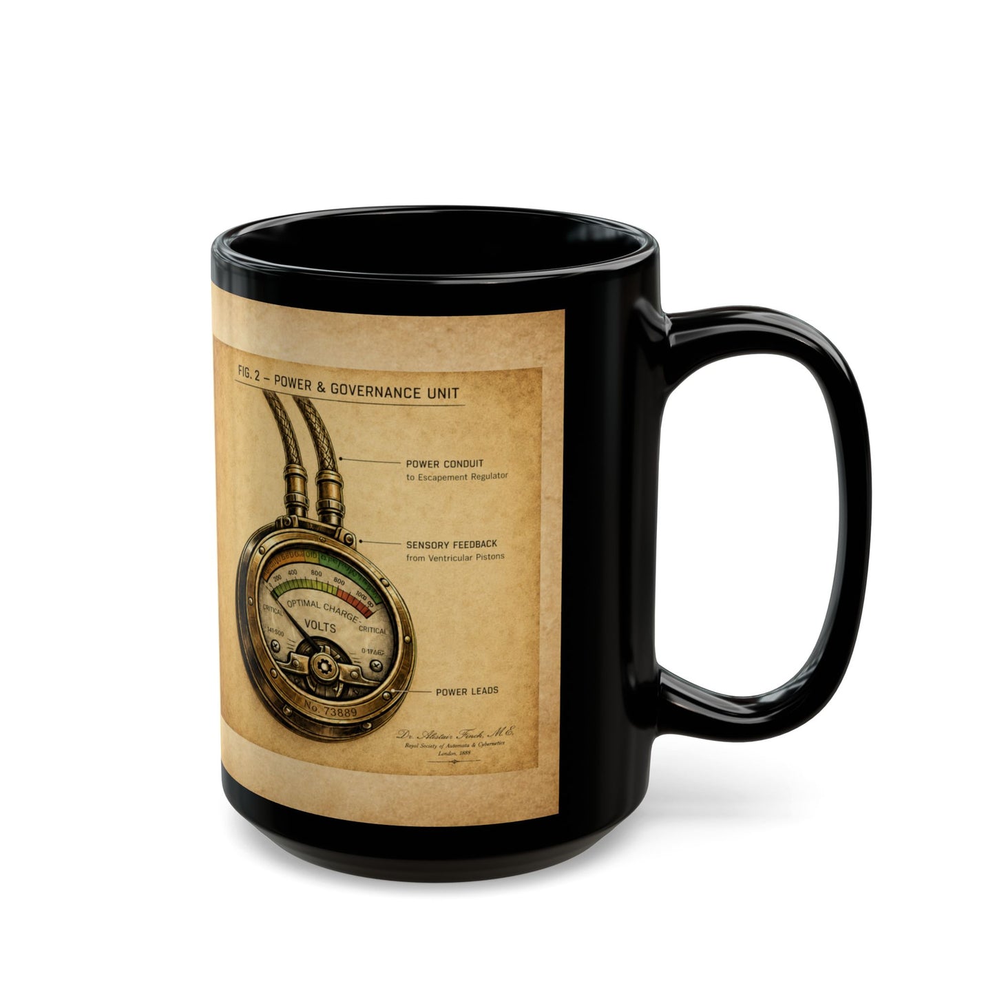 Heart — Biomechanical Circulatory Automaton - Black Mug (15oz)