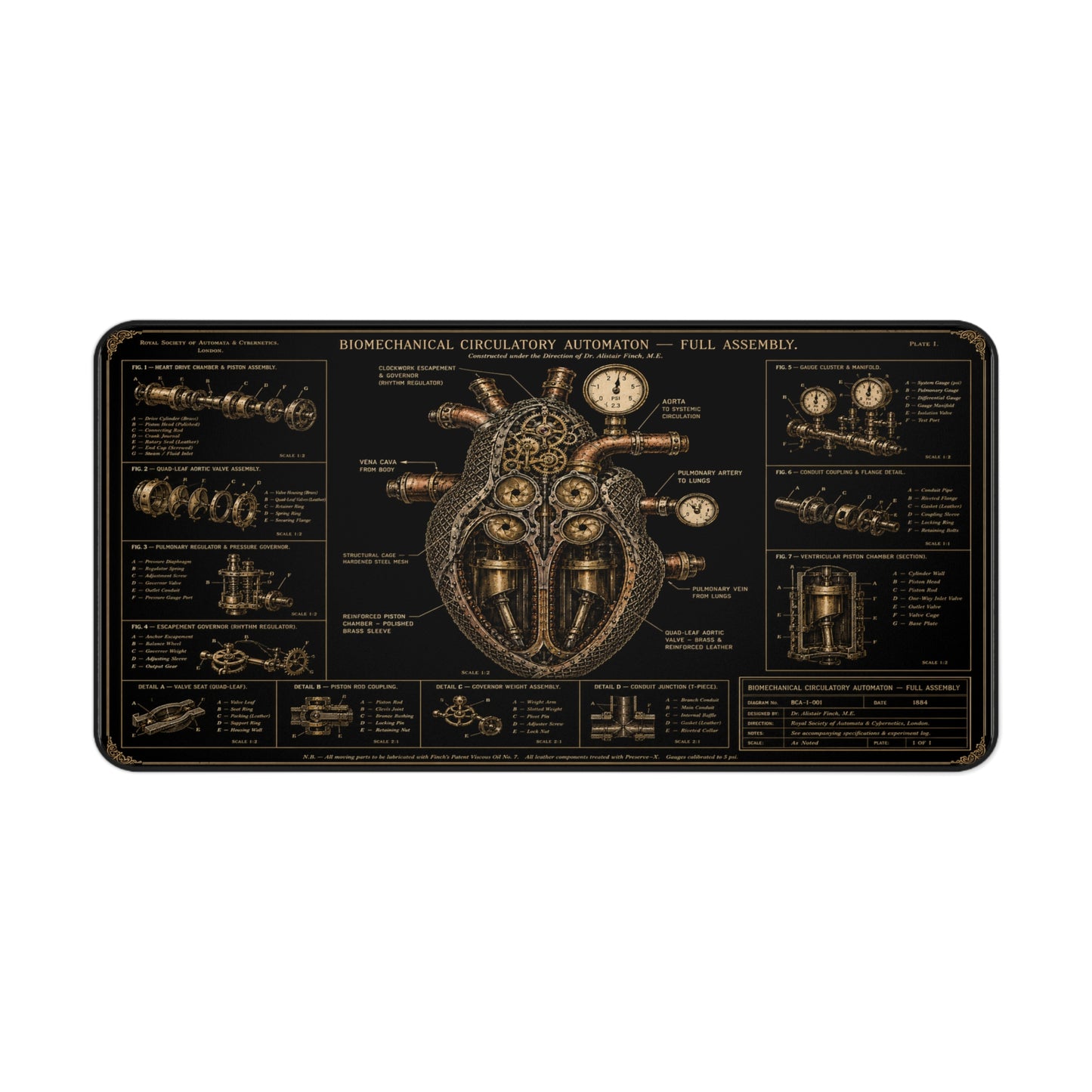Heart — Biomechanical Circulatory Automaton Desk Mat