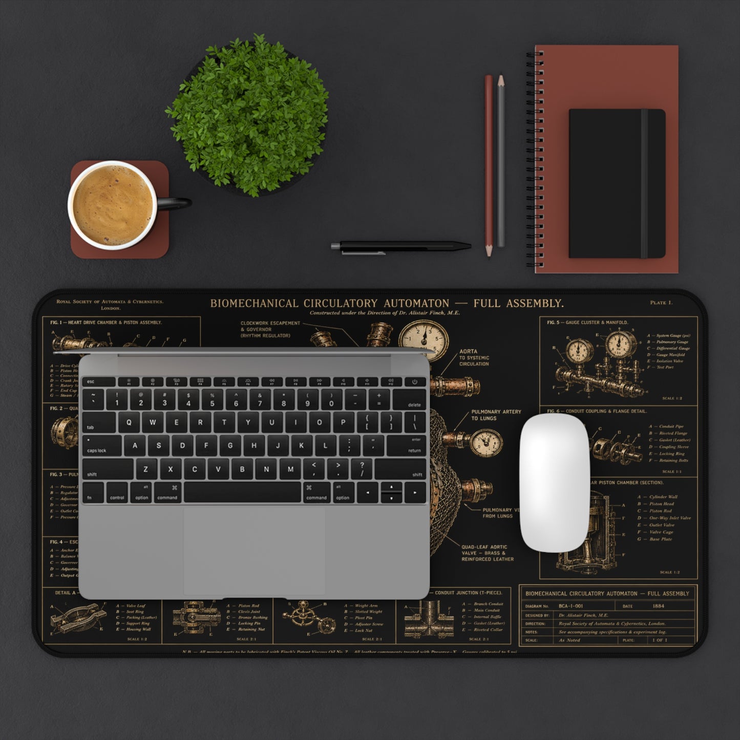 Heart — Biomechanical Circulatory Automaton Desk Mat