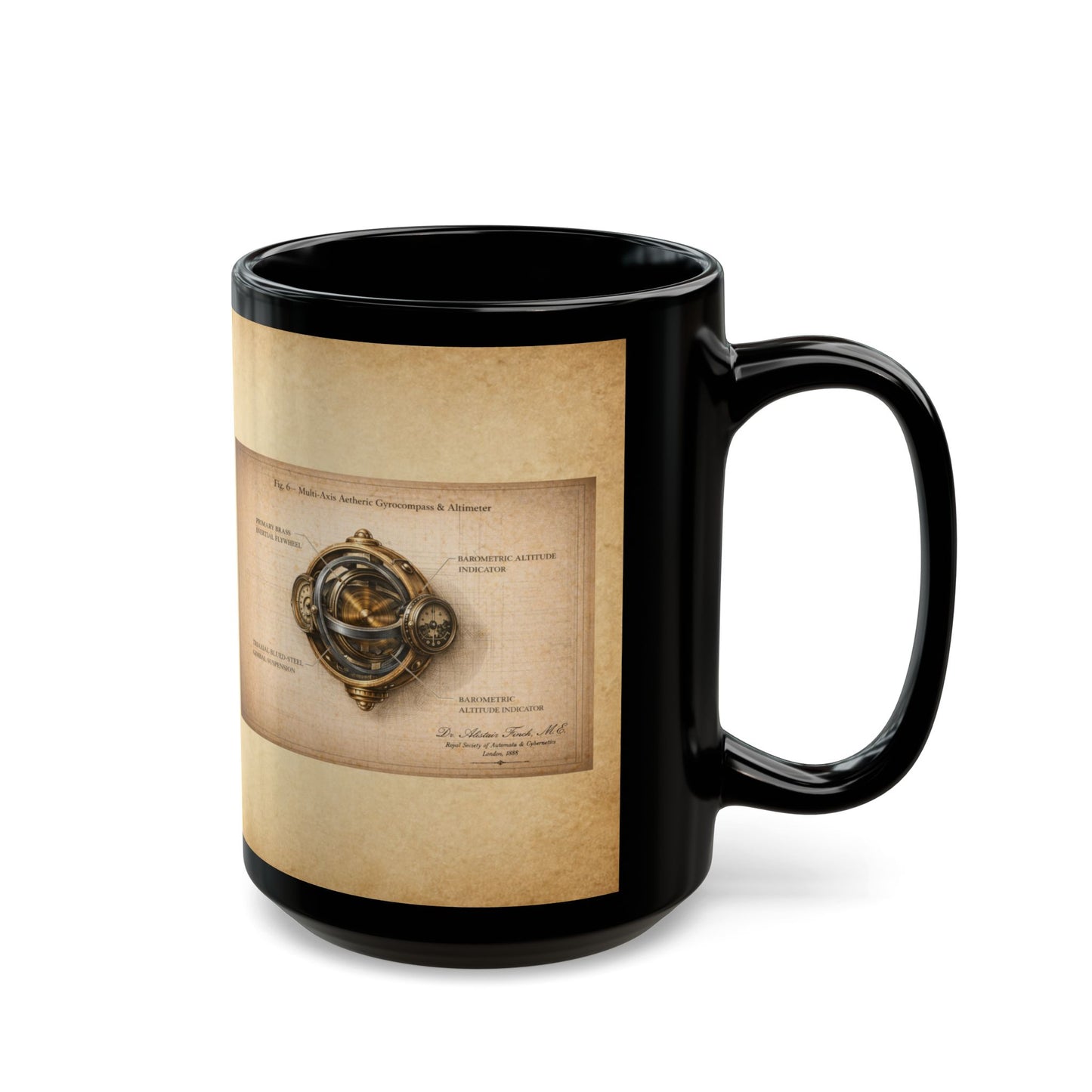 Wings — Aetheric Ornithopter Graft - Black Mug (15oz)