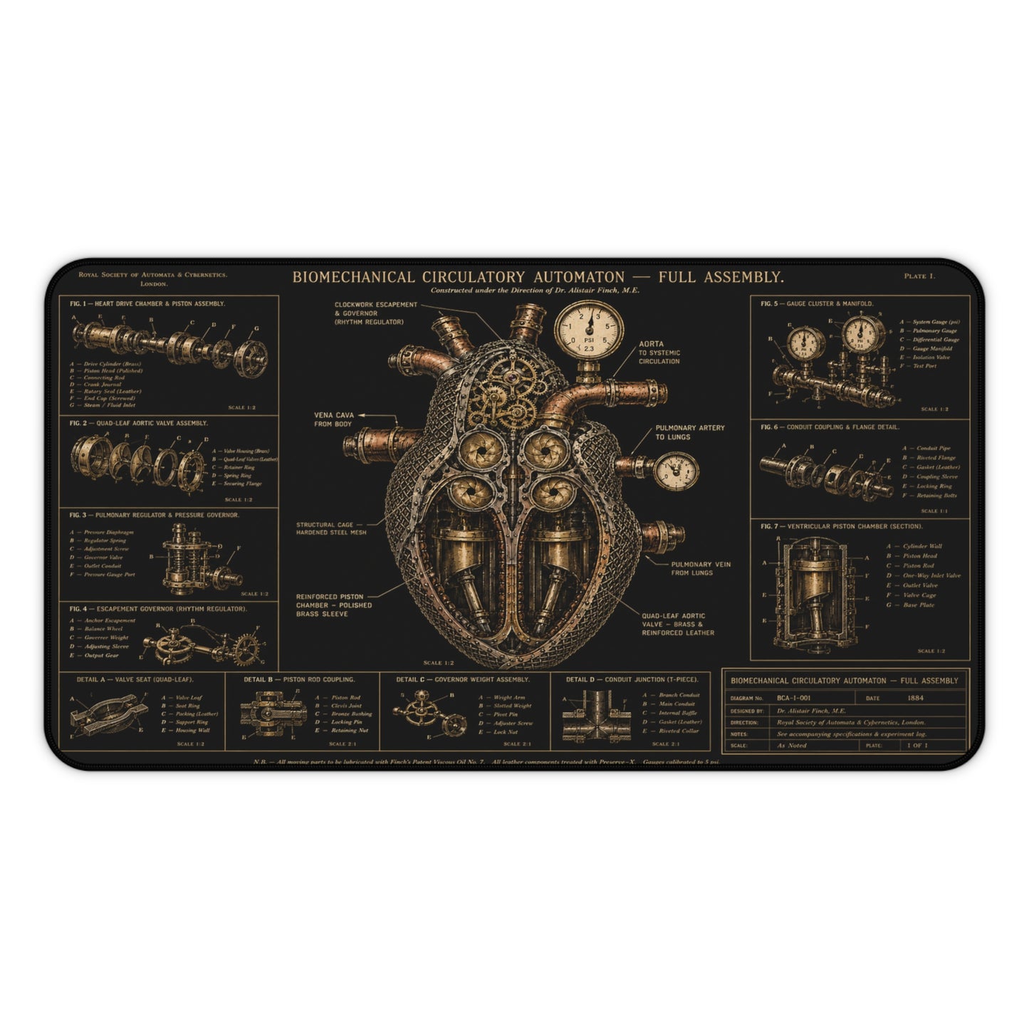Heart — Biomechanical Circulatory Automaton Desk Mat