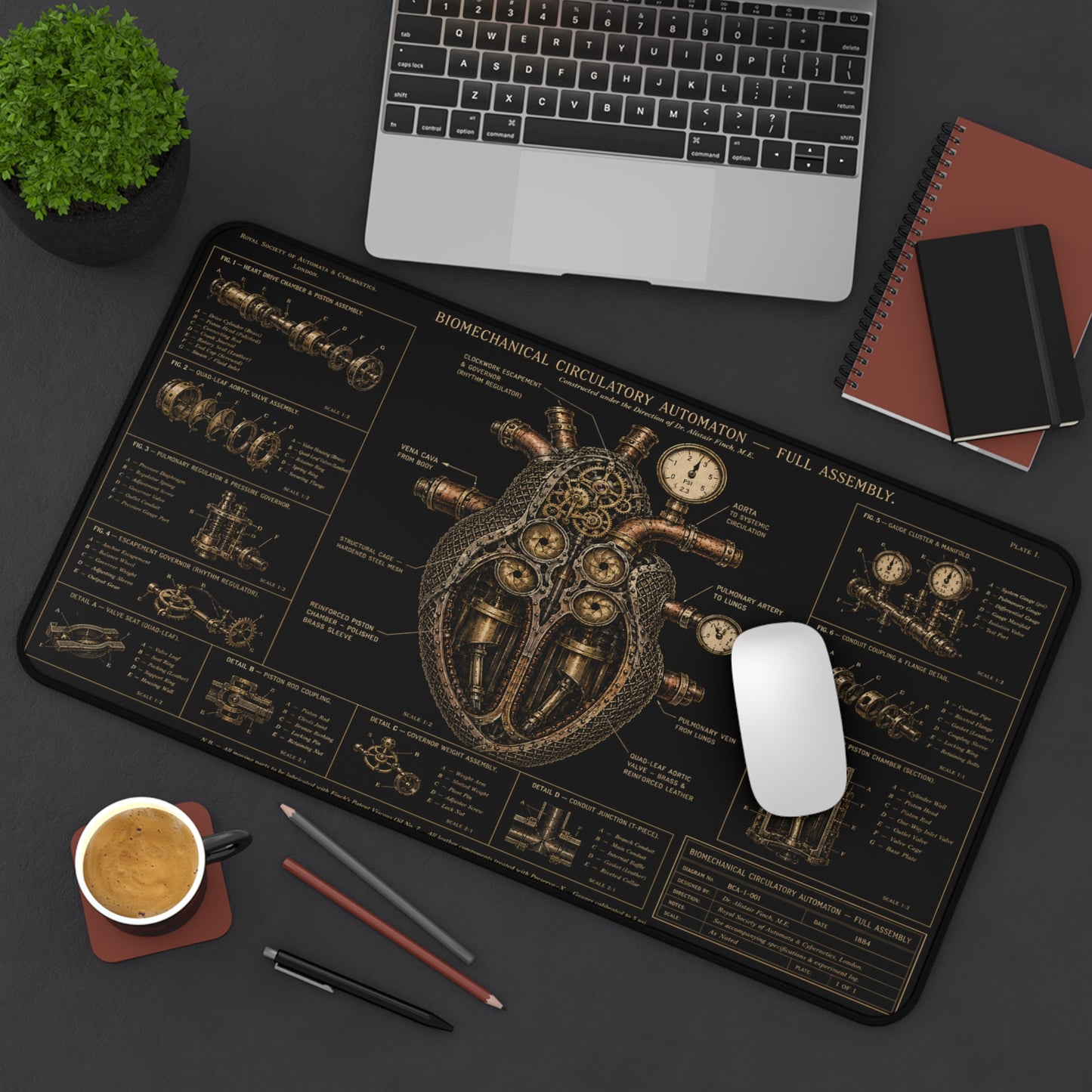 Heart — Biomechanical Circulatory Automaton Desk Mat
